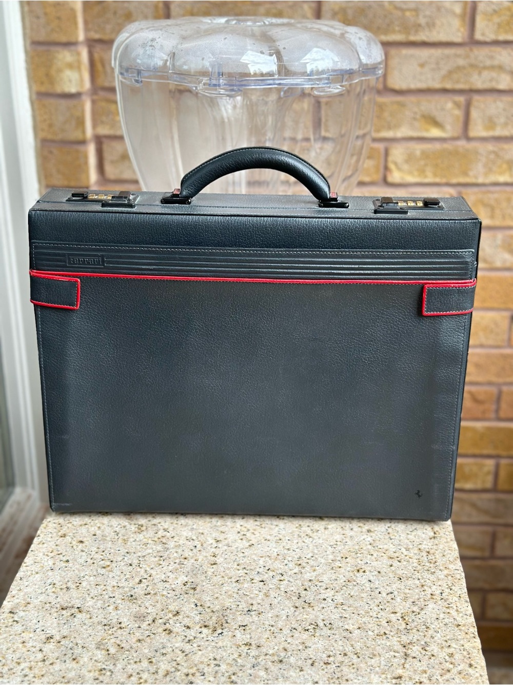 Ferrari Black Briefcase with Red Piping